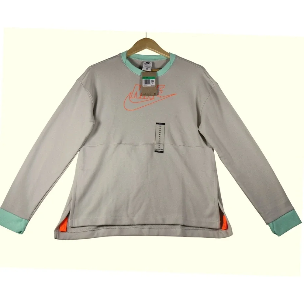 Nike‎ Youth XL FlyEase Sweatshirt Crewneck Cream Pullover NWT Pocket Activewear